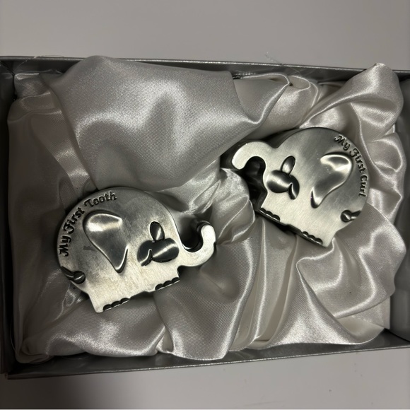 My First Tooth Elephant lined metal trinket boxes satin box Baby gift NIB - Picture 4 of 12
